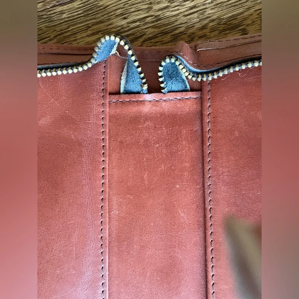Executive Belting Hide Leather 3 Side Zipper Portfolio w/Inner Compartments